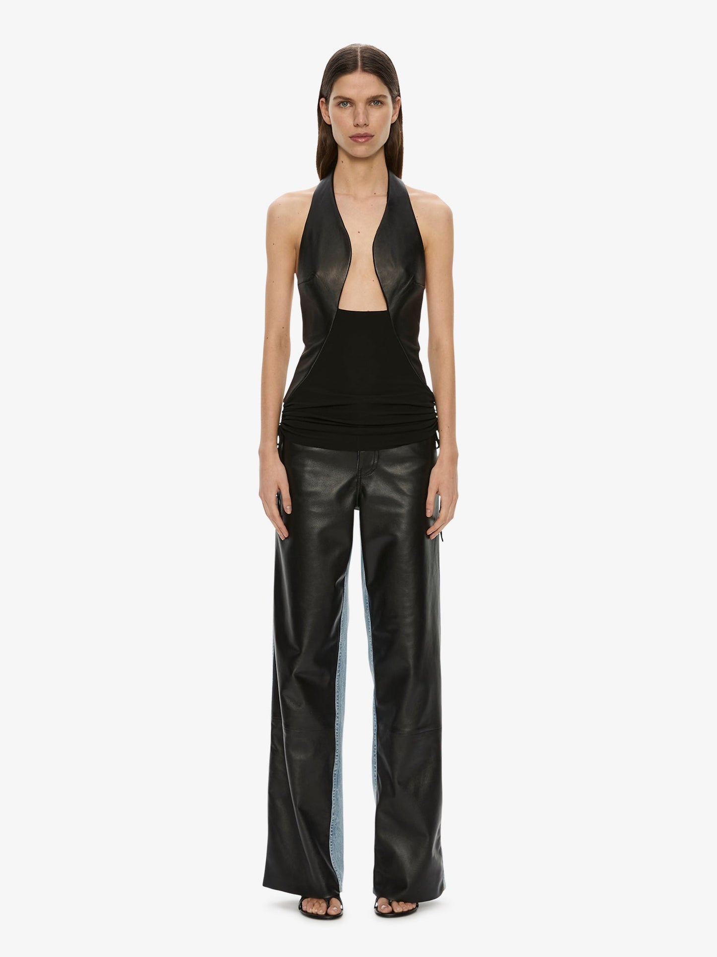 CHRISTOPHER ESBER Tailored Slope Leather Halter Top (Black)