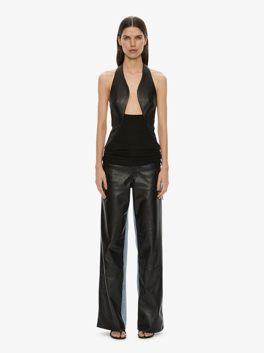 CHRISTOPHER ESBER Tailored Slope Leather Halter Top (Black)
