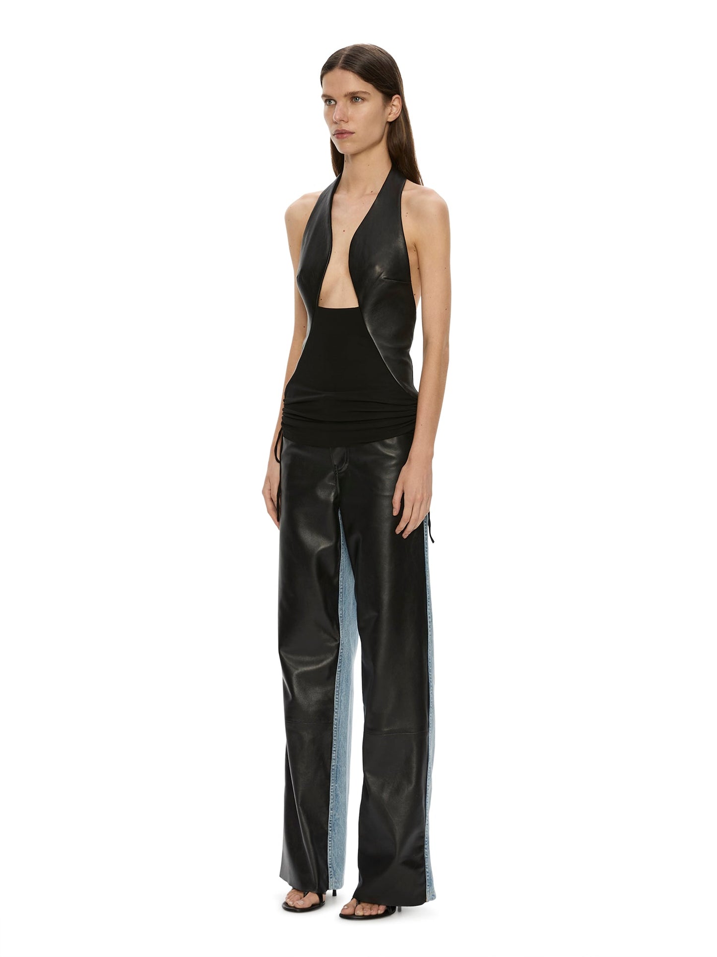 CHRISTOPHER ESBER Tailored Slope Leather Halter Top (Black)