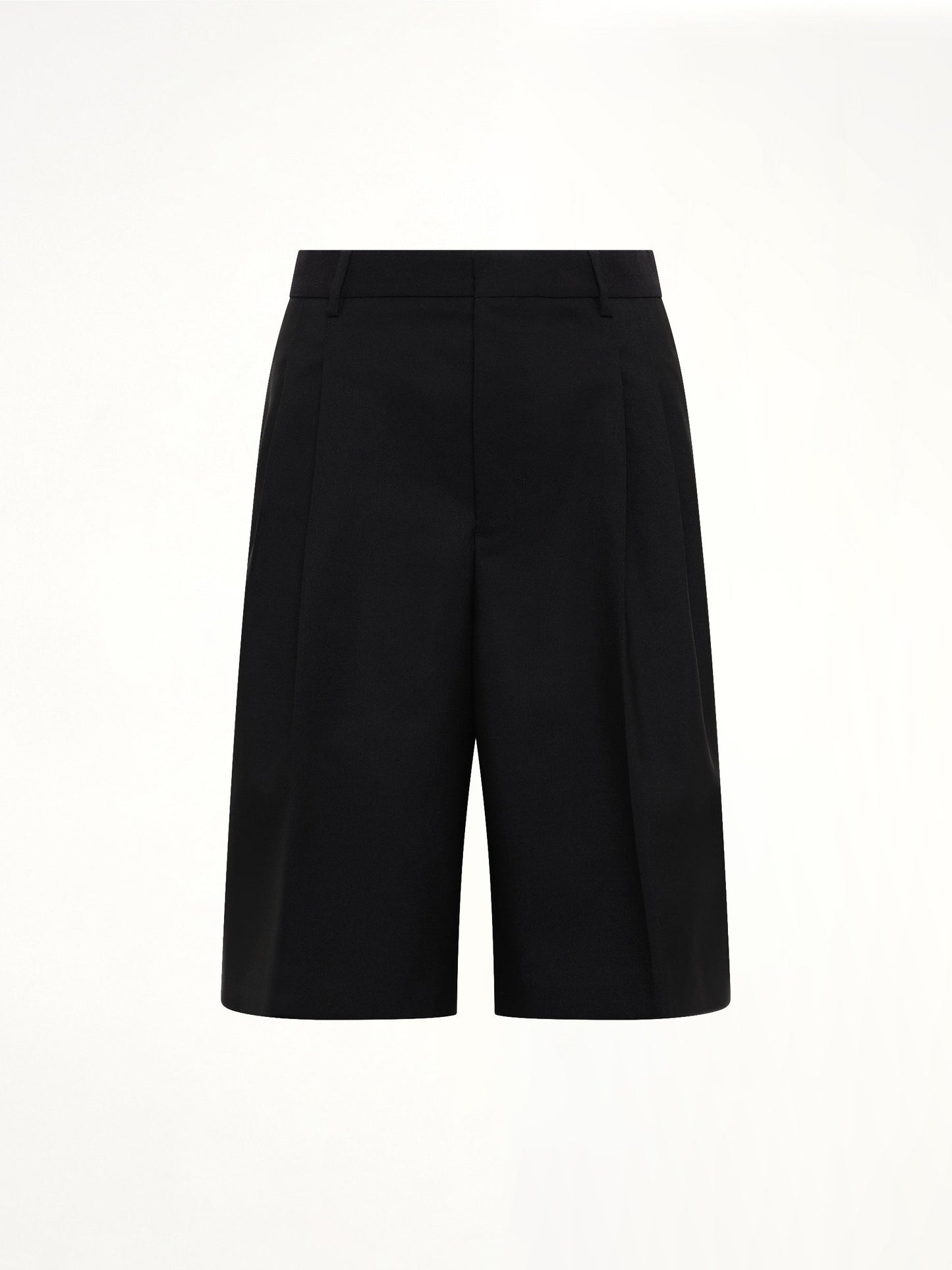 AMI PARIS Low Waist Wide Bermuda Shorts (Black)