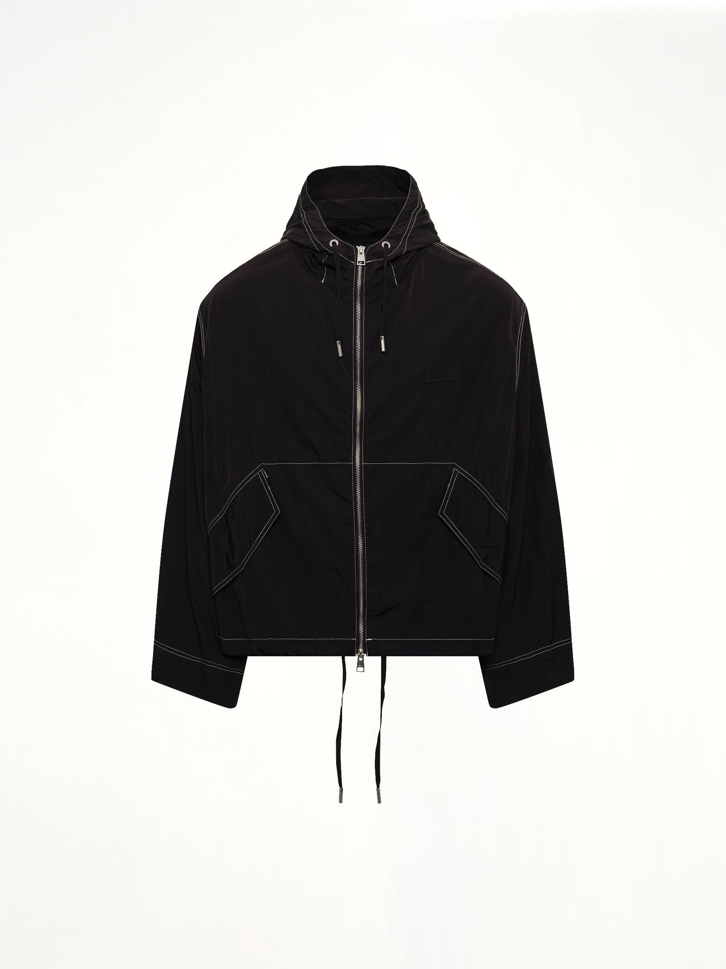 AMI PARIS Crinkle Nylon Zipped Jacket (Black)