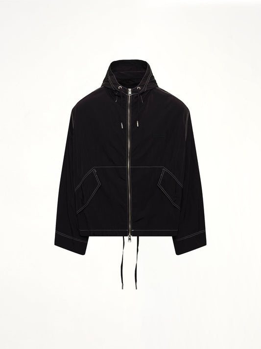 AMI PARIS Crinkle Nylon Zipped Jacket (Black)