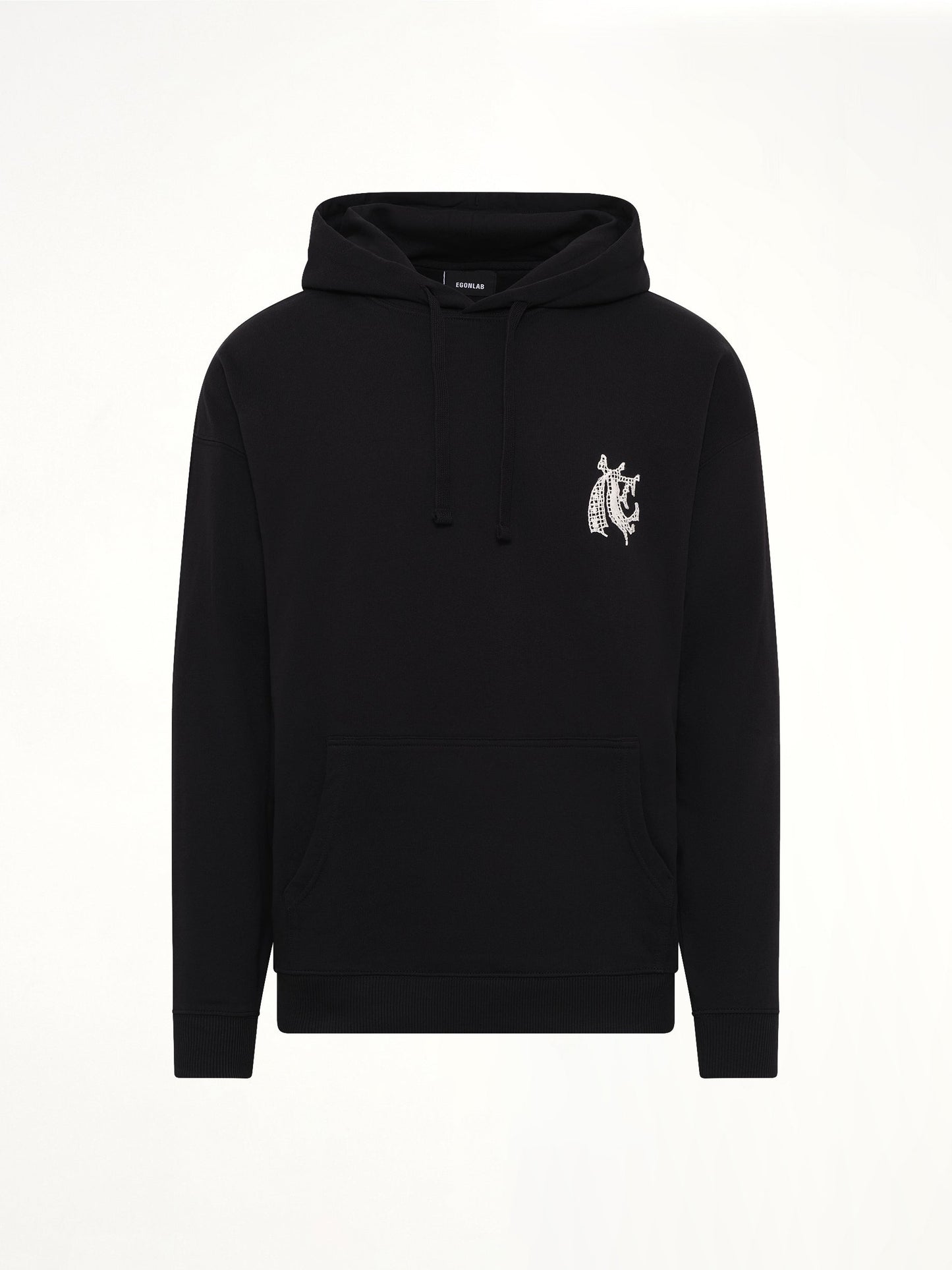 EGONLAB Hermine Print Cotton Hoodie (Black)