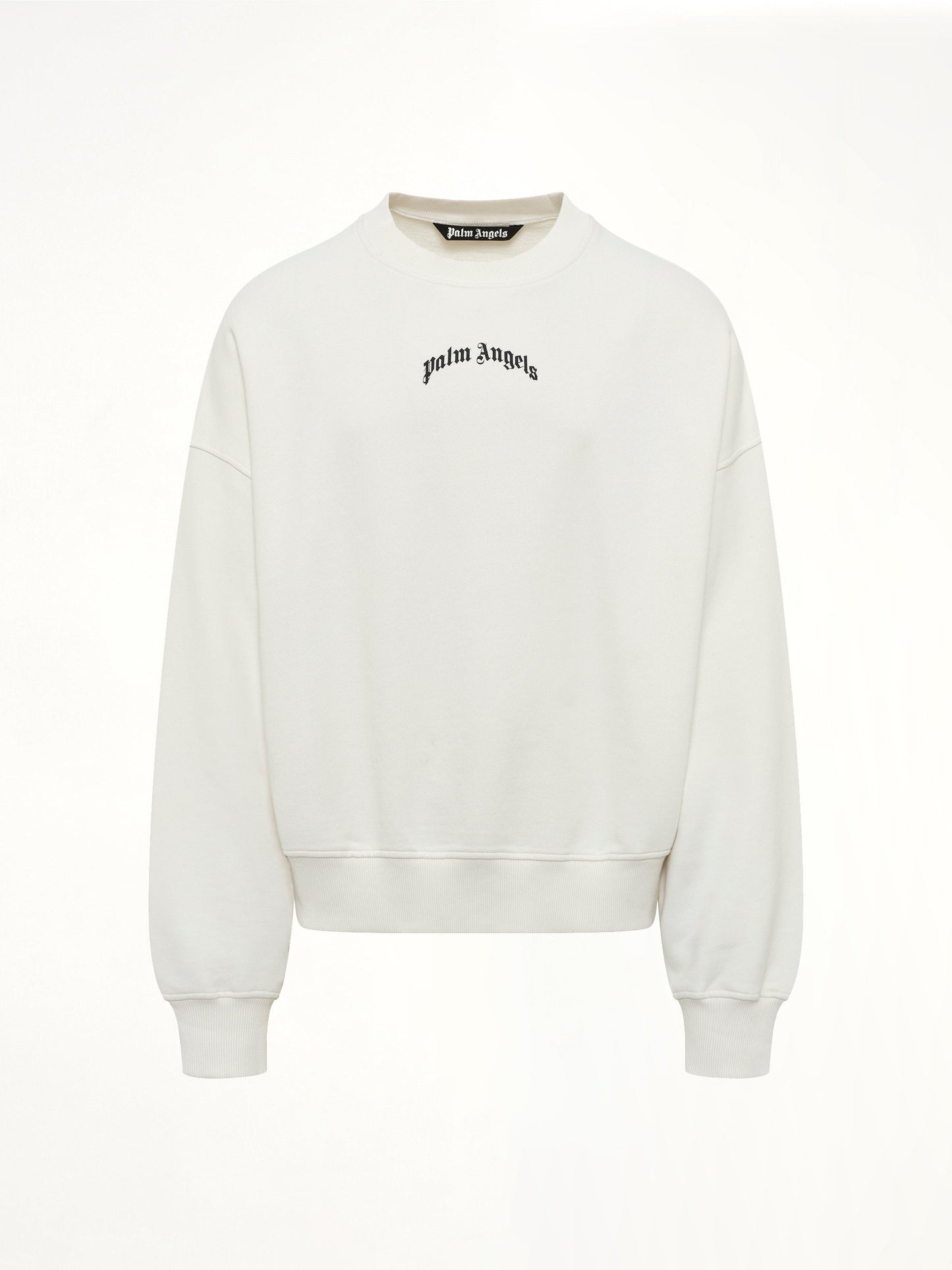 PALM ANGELS Back Curved Logo Loose Sweatshirt (White)