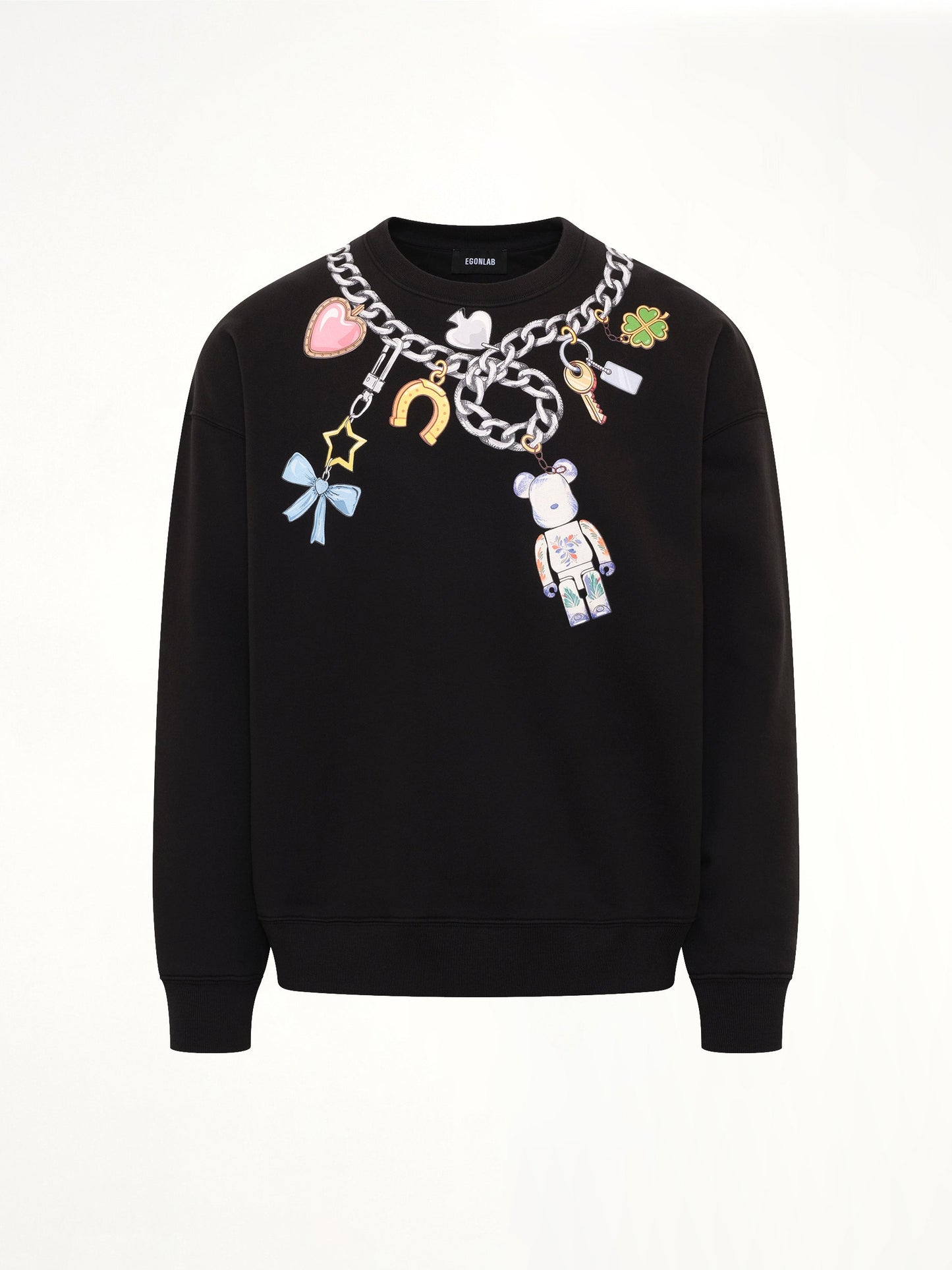 EGONLAB Bearbrick Print Cotton Sweatshirt (Black)