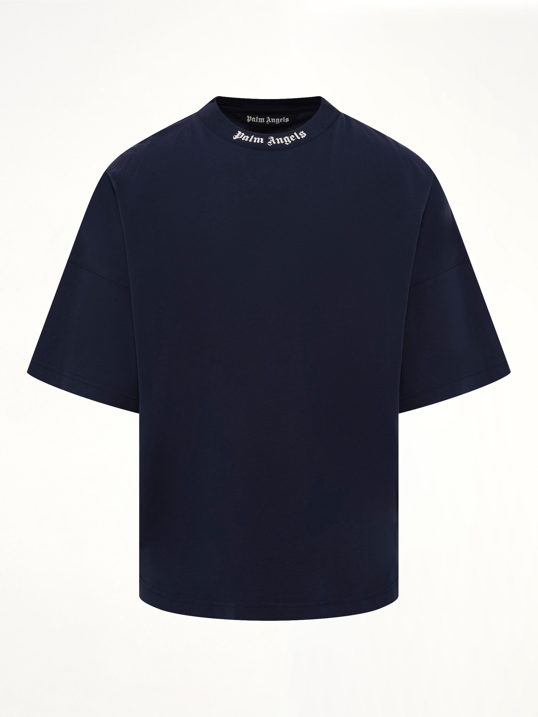 Image of T-Shirts. Product name - Classic Logo Over T-Shirt in Navy colour by brand - PALM ANGELS