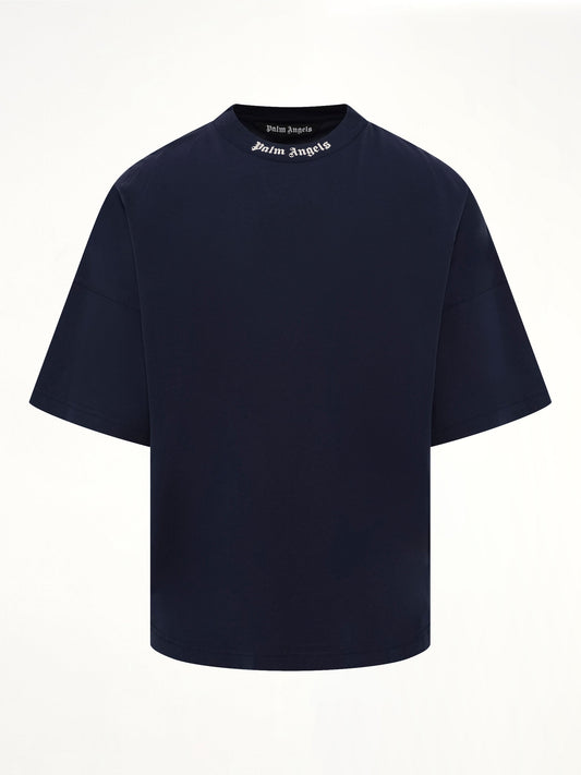 Image of T-Shirts. Product name - Classic Logo Over T-Shirt in Navy colour by brand - PALM ANGELS