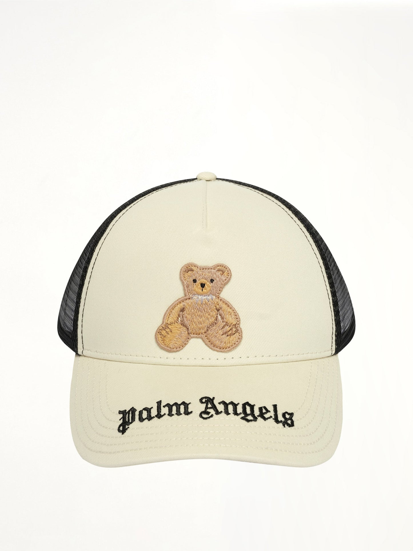 Image of Hats. Product name - Bear Trucker Cap in White colour by brand - PALM ANGELS