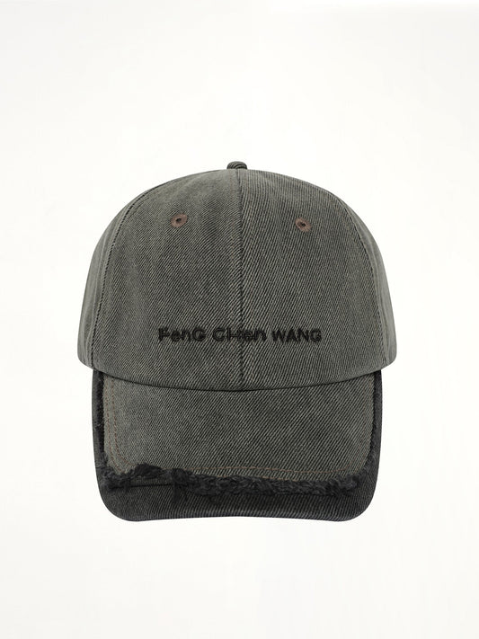 Image of Hats. Product name - Denim Spliced Baseball Cap in Grey colour by brand - FENG CHEN WANG