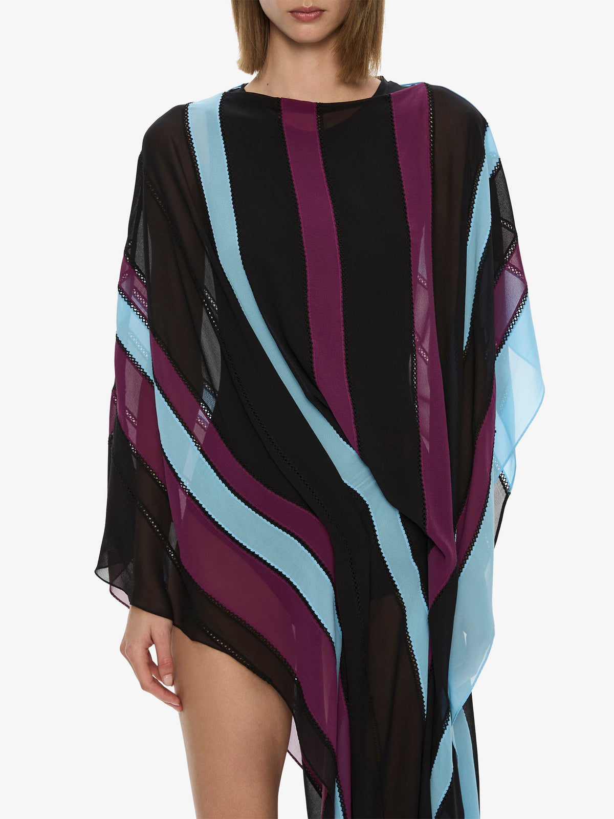 CHRISTOPHER ESBER Vin Panelled Picot Silk Drape Dress (Plum)