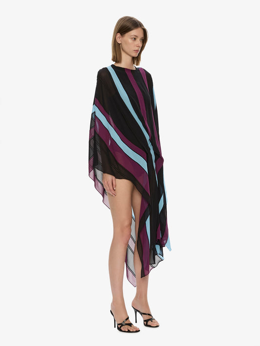 CHRISTOPHER ESBER Vin Panelled Picot Silk Drape Dress (Plum)
