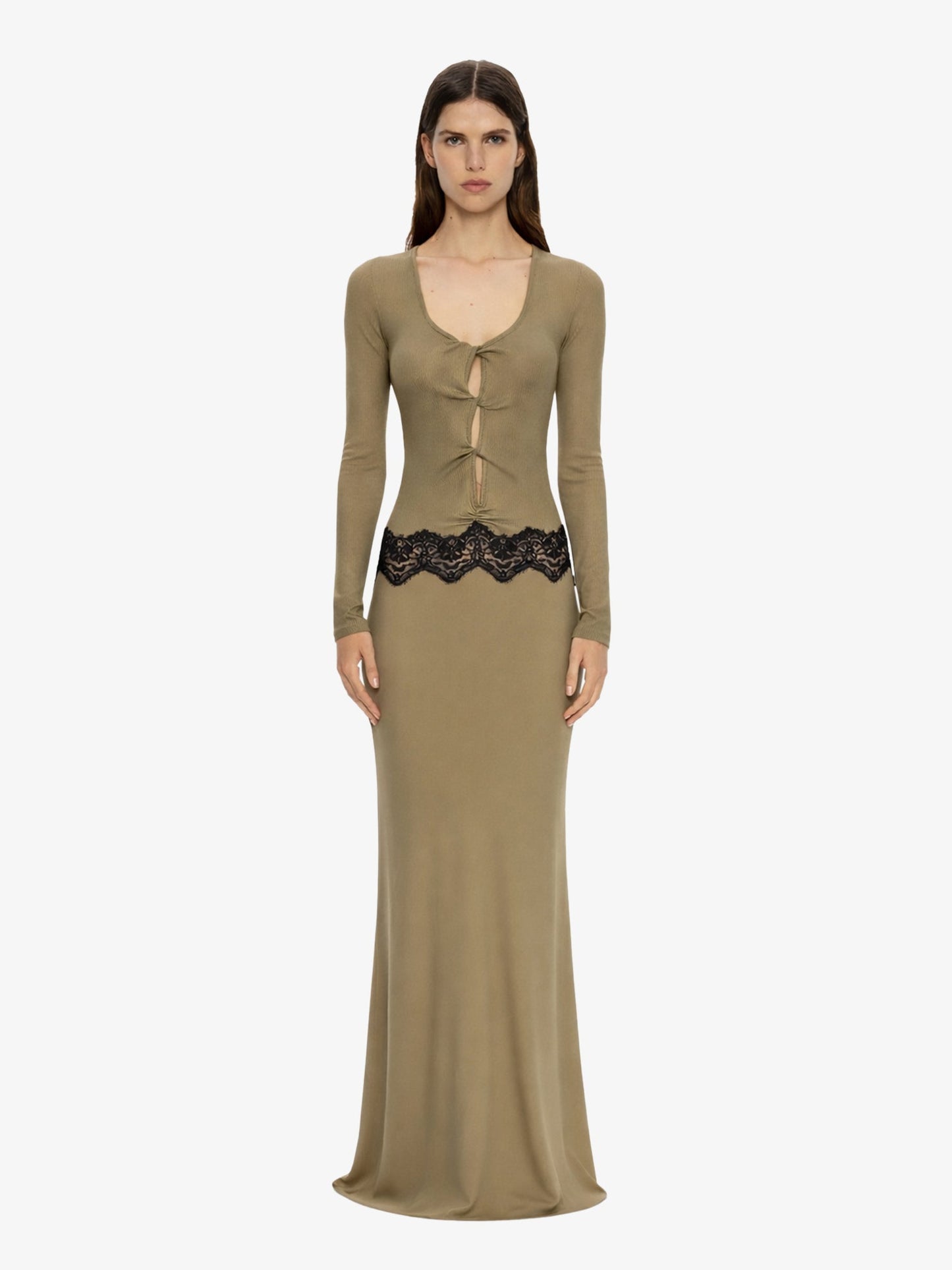 Image of Dresses. Product name - Open Twist Verner Scooped Long Sleeve Dress in Black colour by brand - CHRISTOPHER ESBER