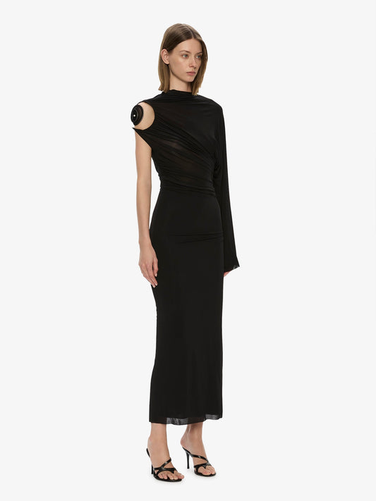 CHRISTOPHER ESBER Aurelia Sculpted Spiral Drape Gown (Black)