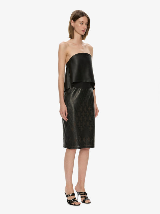 CHRISTOPHER ESBER Perforated Sheath Leather Dress (Black)