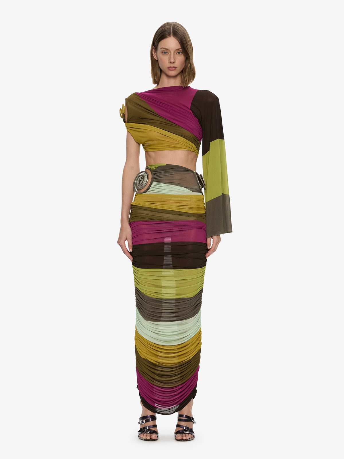CHRISTOPHER ESBER Aurelia Sculpted Spiral Drape Top (Stripe)