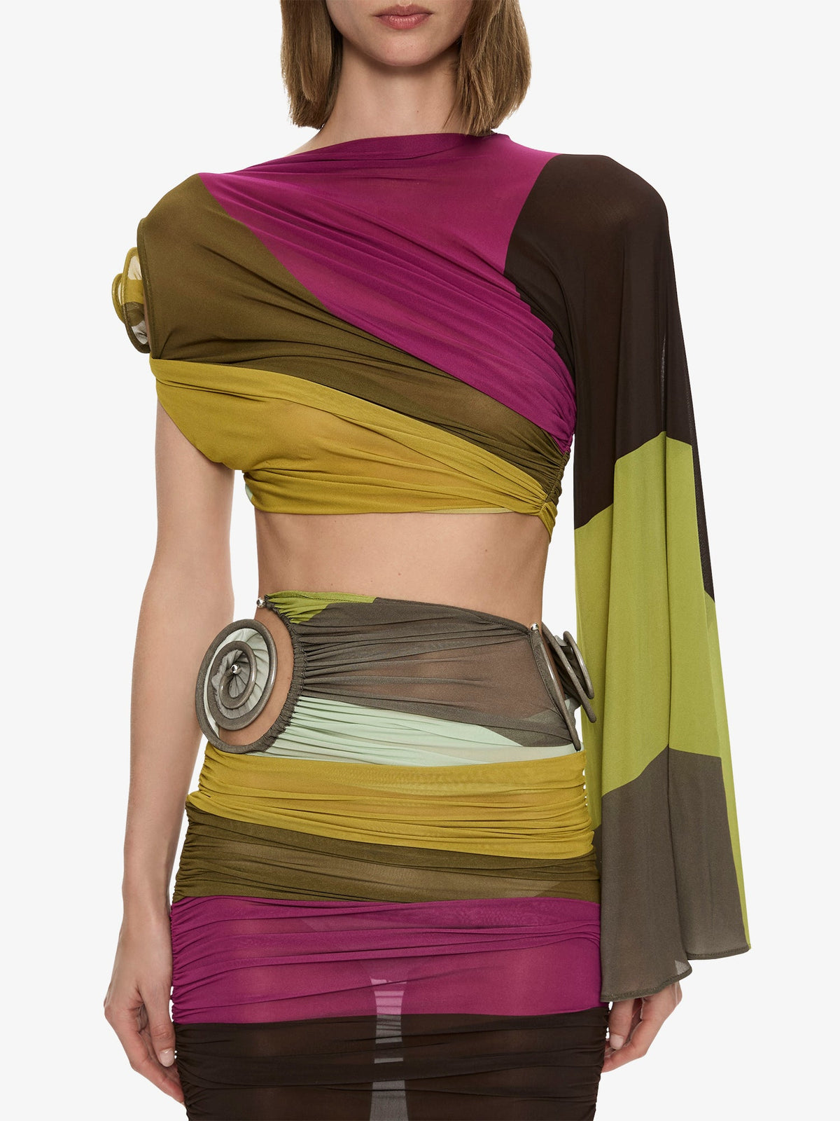 CHRISTOPHER ESBER Aurelia Sculpted Spiral Drape Top (Stripe)