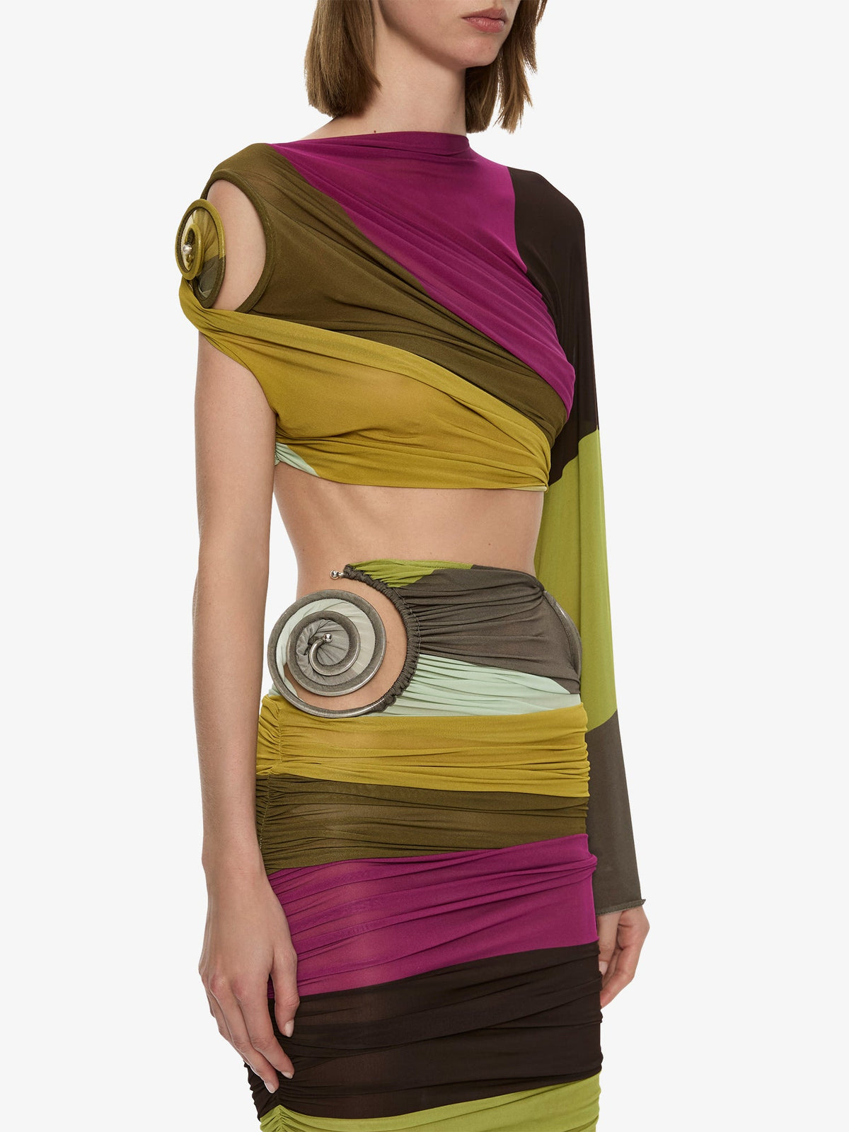 CHRISTOPHER ESBER Aurelia Sculpted Spiral Drape Top (Stripe)