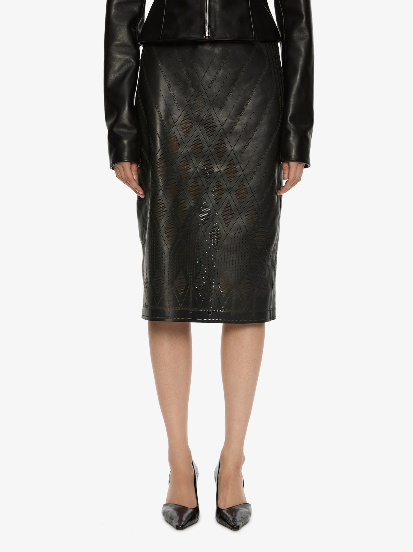 CHRISTOPHER ESBER Perforated Leather Skirt (Black)