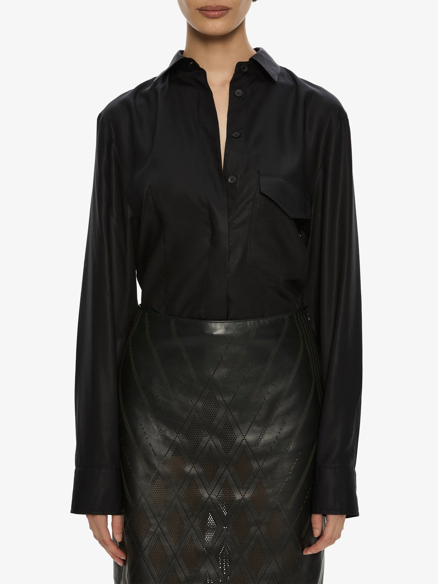 CHRISTOPHER ESBER Perforated Leather Skirt (Black)