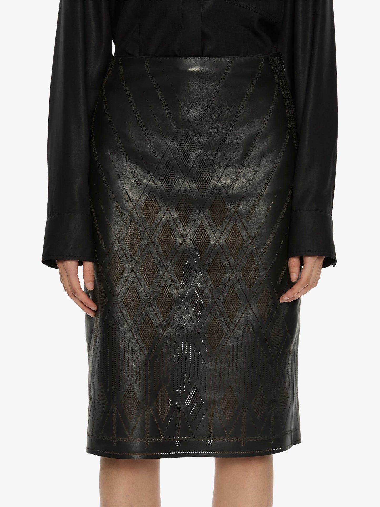 CHRISTOPHER ESBER Perforated Leather Skirt (Black)
