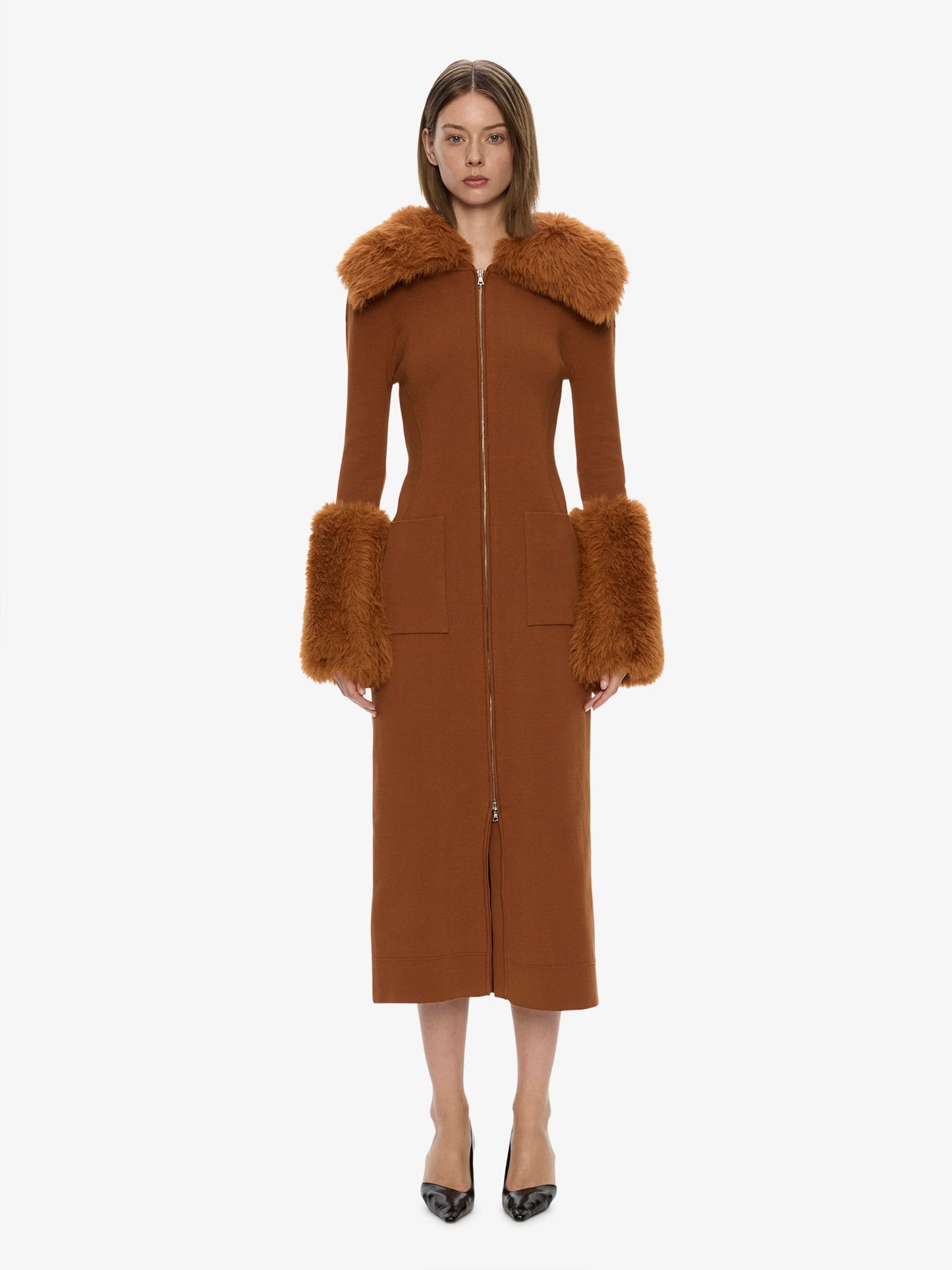 Image of Dresses. Product name - Duncan Knit Dress in Cognac colour by brand - CHRISTOPHER ESBER