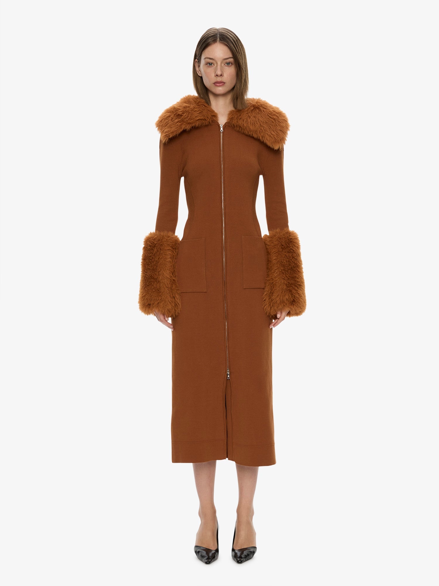 Image of Dresses. Product name - Duncan Knit Dress in Cognac colour by brand - CHRISTOPHER ESBER