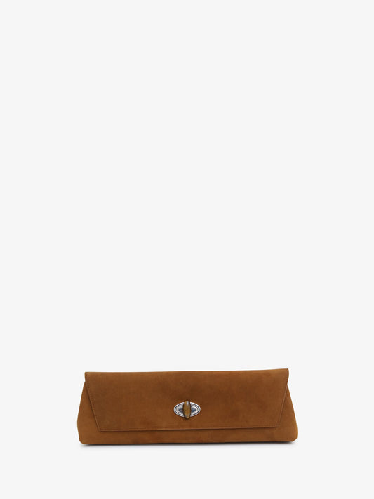 Image of Bags. Product name - Buki Suede Clutch in Russet colour by brand - CHRISTOPHER ESBER