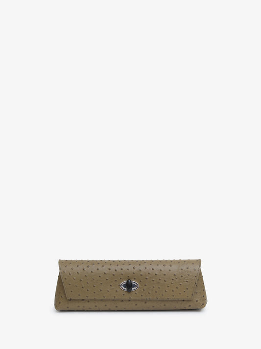 Image of Bags. Product name - Buki Embossed Clutch in Khaki colour by brand - CHRISTOPHER ESBER