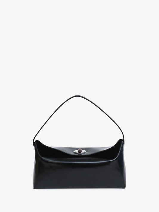 Image of Bags. Product name - Doba Quartz Turnlock Polished Shoulder Bag in Black colour by brand - CHRISTOPHER ESBER
