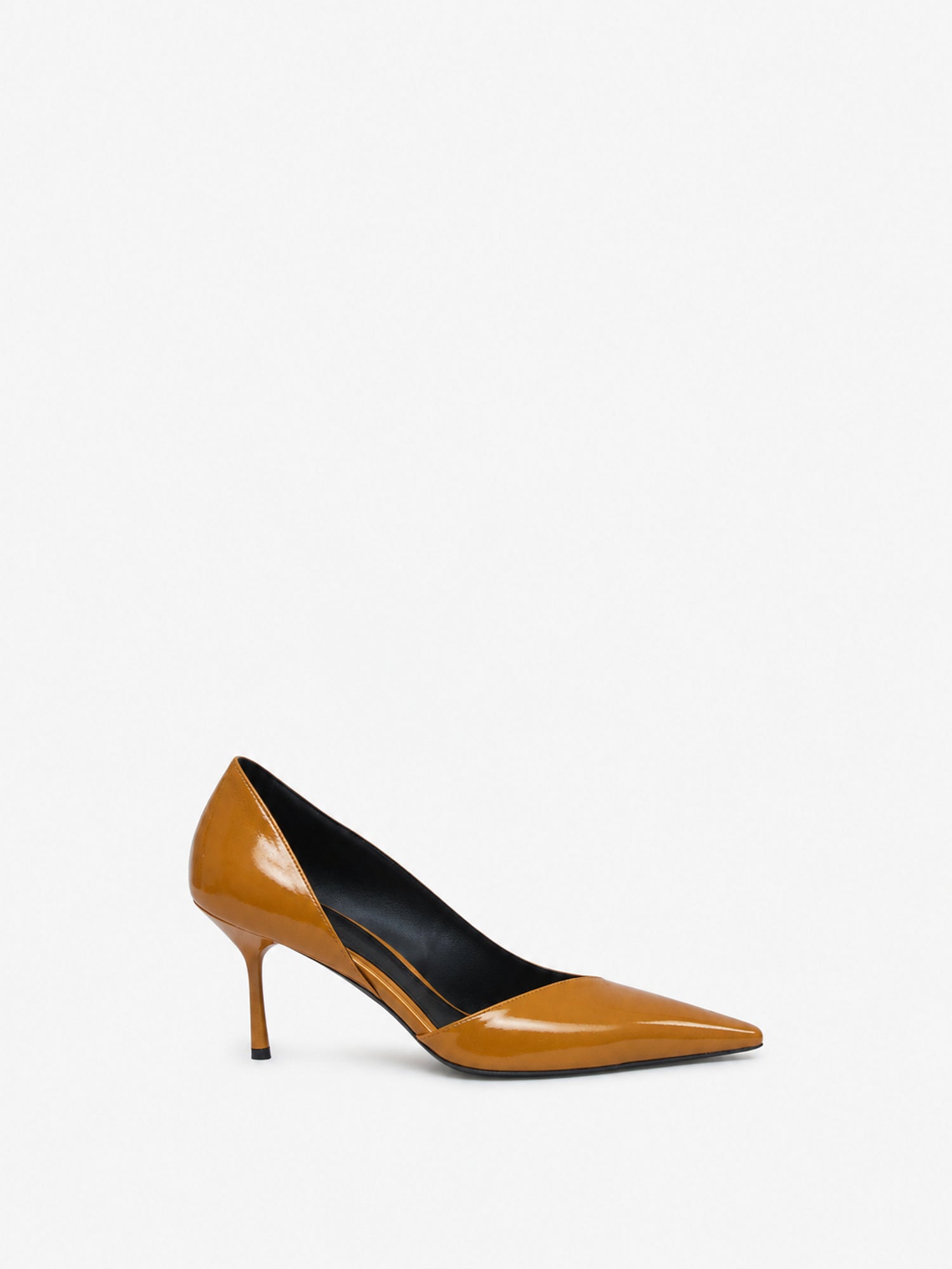 Image of Heels. Product name - Max Patent Pump in Cognac colour by brand - CHRISTOPHER ESBER