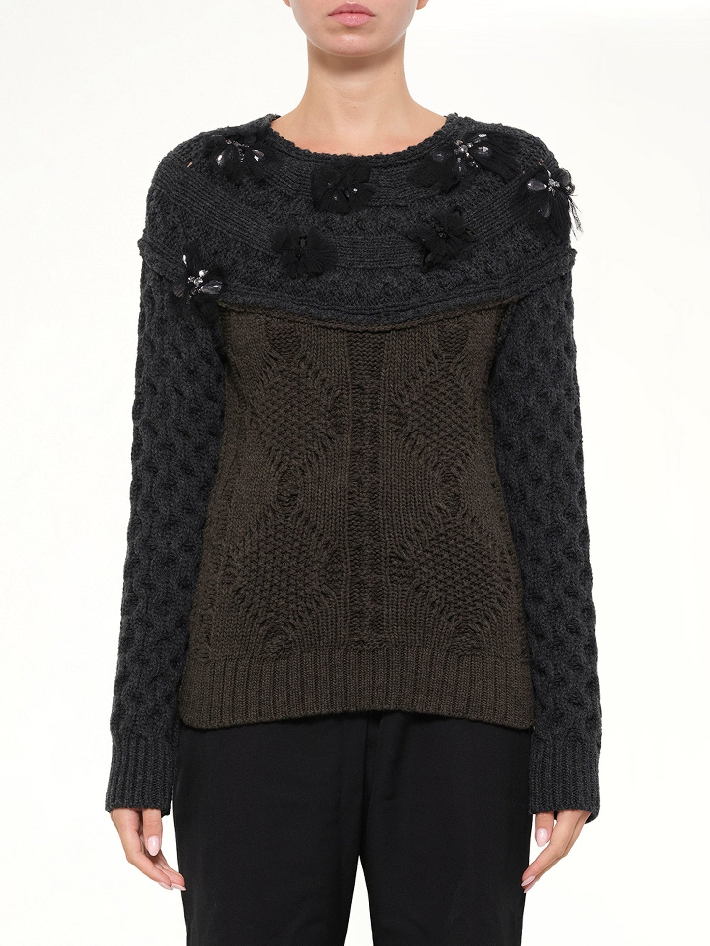 Image of Shirts. Product name - Embroidered Top in Khaki colour by brand - LANVIN