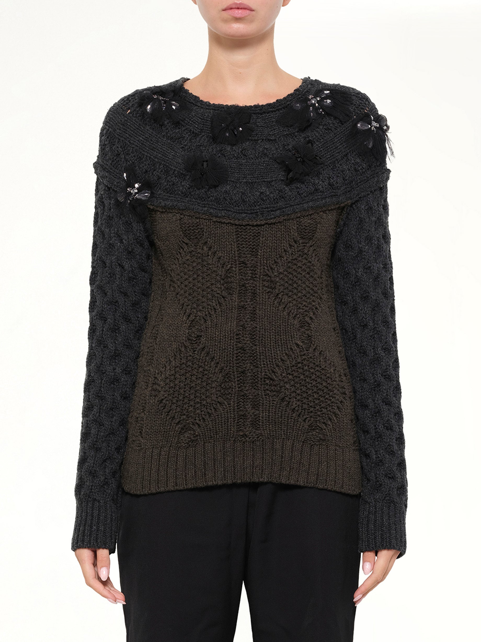 Image of Shirts. Product name - Embroidered Top in Khaki colour by brand - LANVIN
