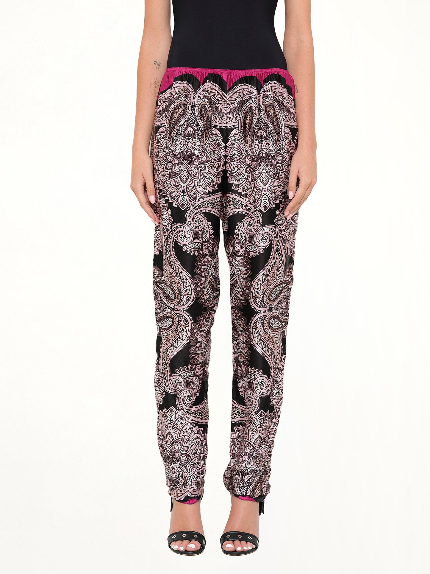 Image of a model wearing Pants. Product name - Pant in Pink colour by brand - LANVIN
