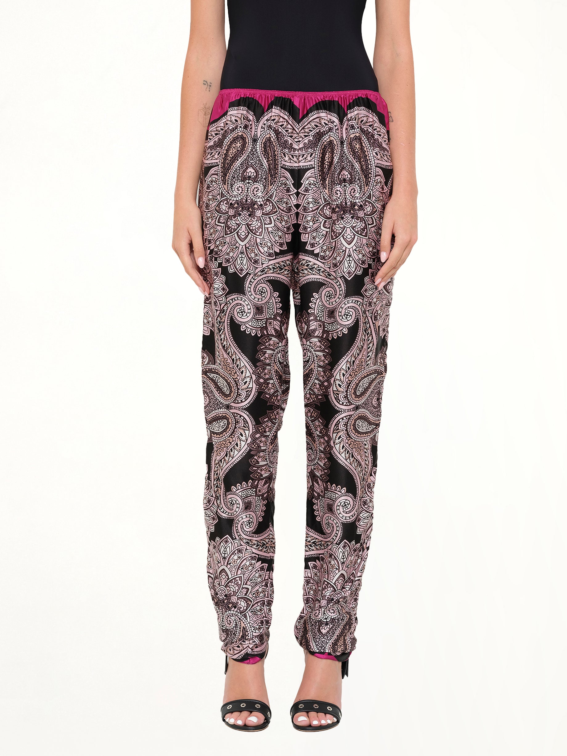 Image of a model wearing Pants. Product name - Pant in Pink colour by brand - LANVIN