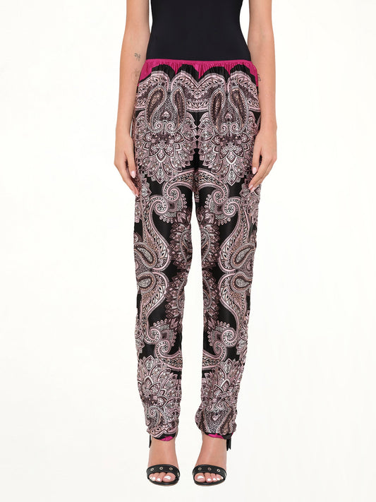 Image of a model wearing Pants. Product name - Pant in Pink colour by brand - LANVIN