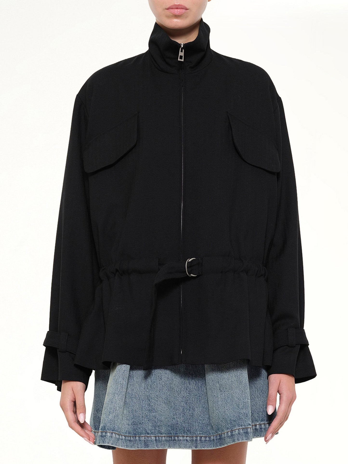 Image of Coats & Jackets. Product name - Belted Jacket in Black colour by brand - LOEWE