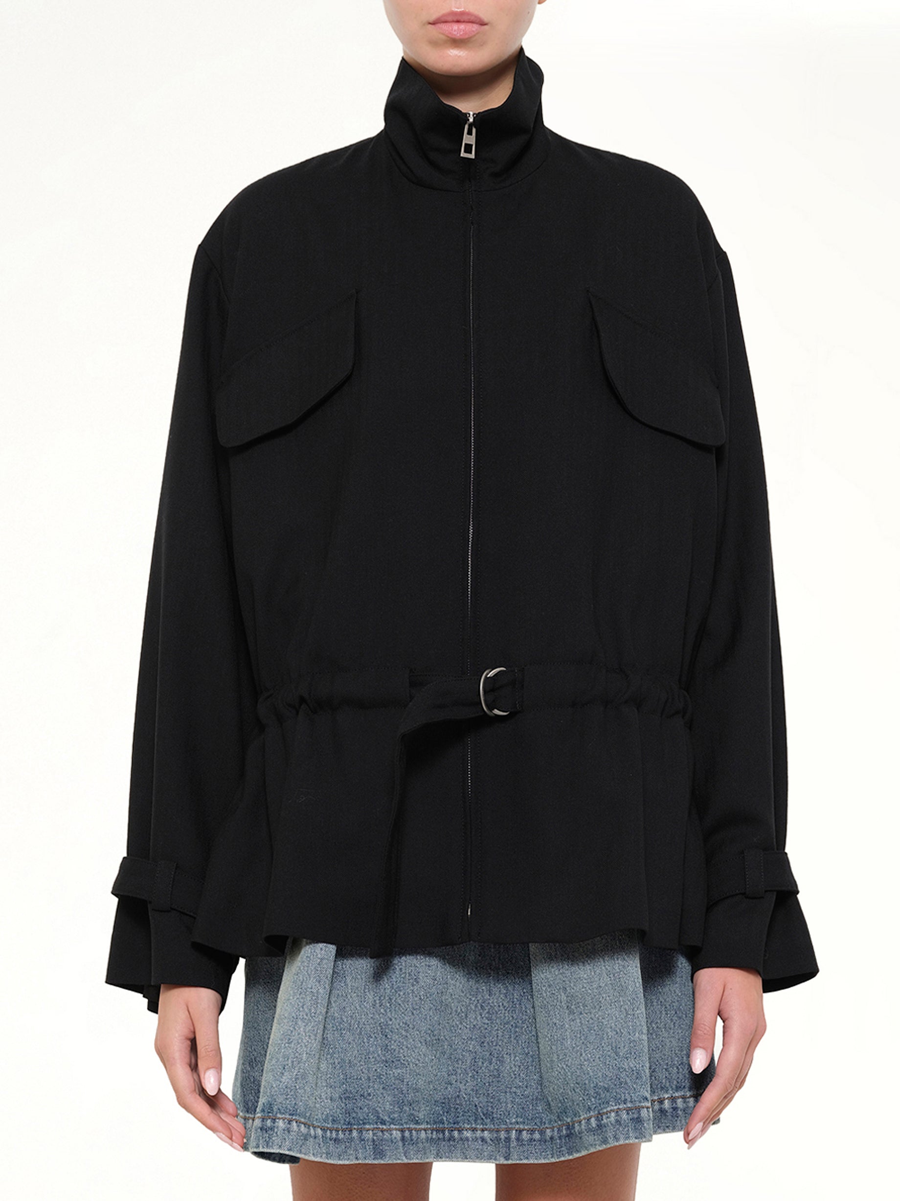 Image of Coats & Jackets. Product name - Belted Jacket in Black colour by brand - LOEWE