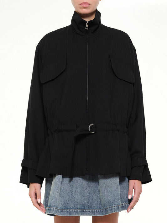 Image of Coats & Jackets. Product name - Belted Jacket in Black colour by brand - LOEWE
