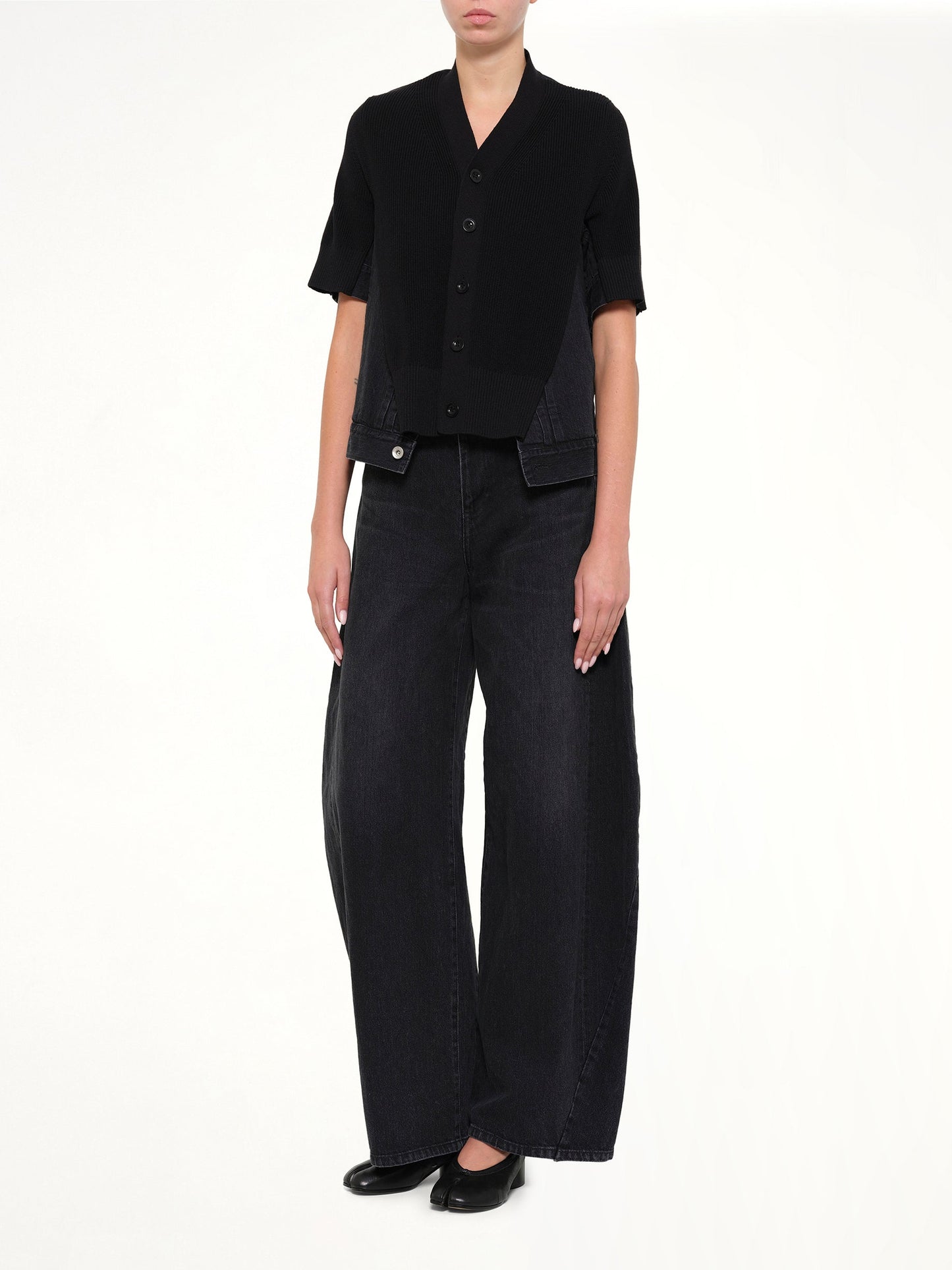SACAI Denim x Knit SS Cardigan (Black)