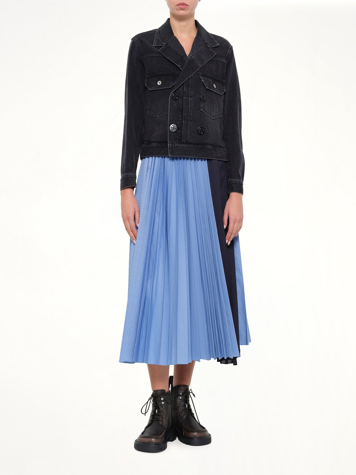 SACAI Double Breasted Denim Jacket (Black)