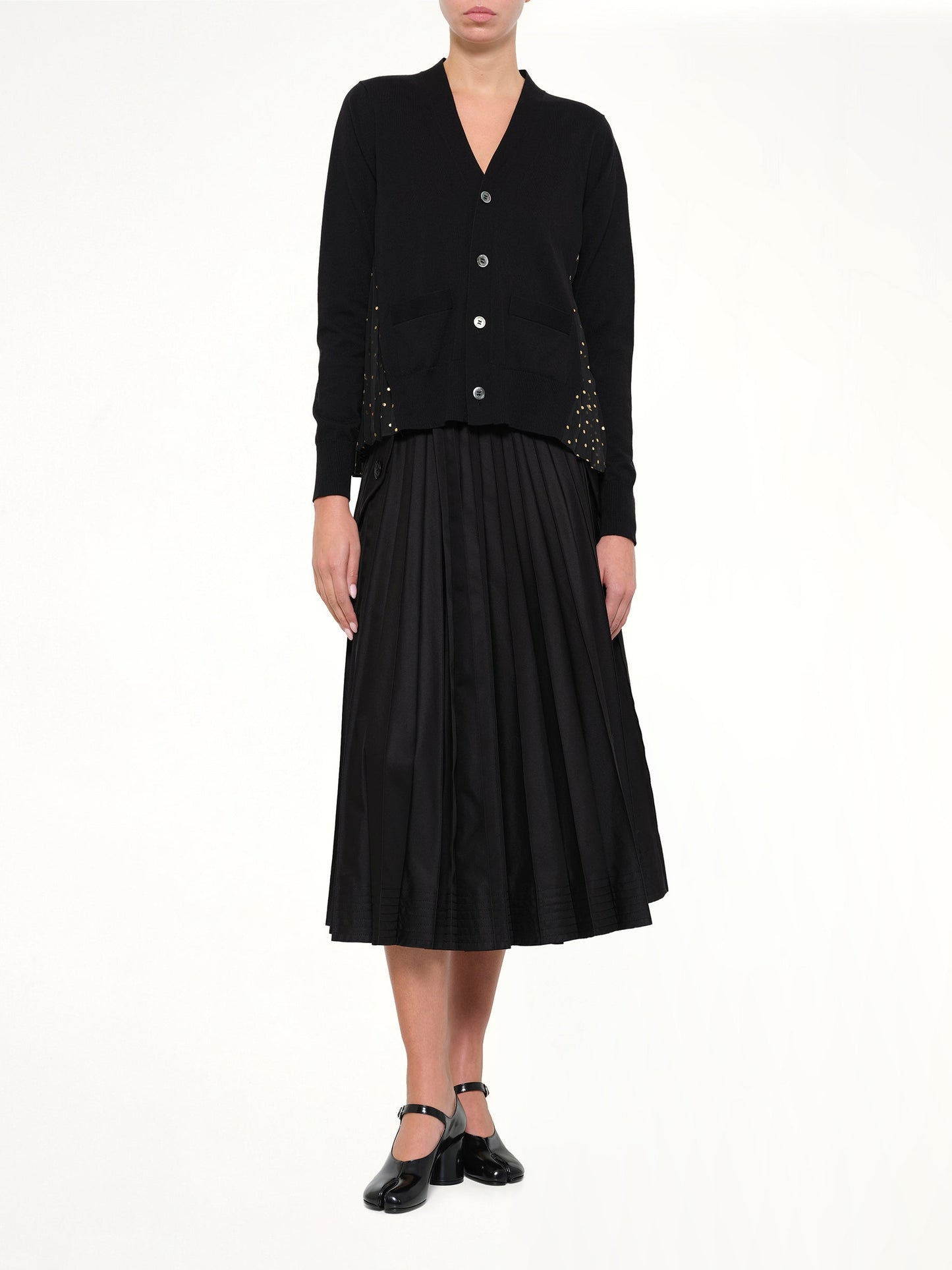 SACAI Floral Mix Cardigan (Black)
