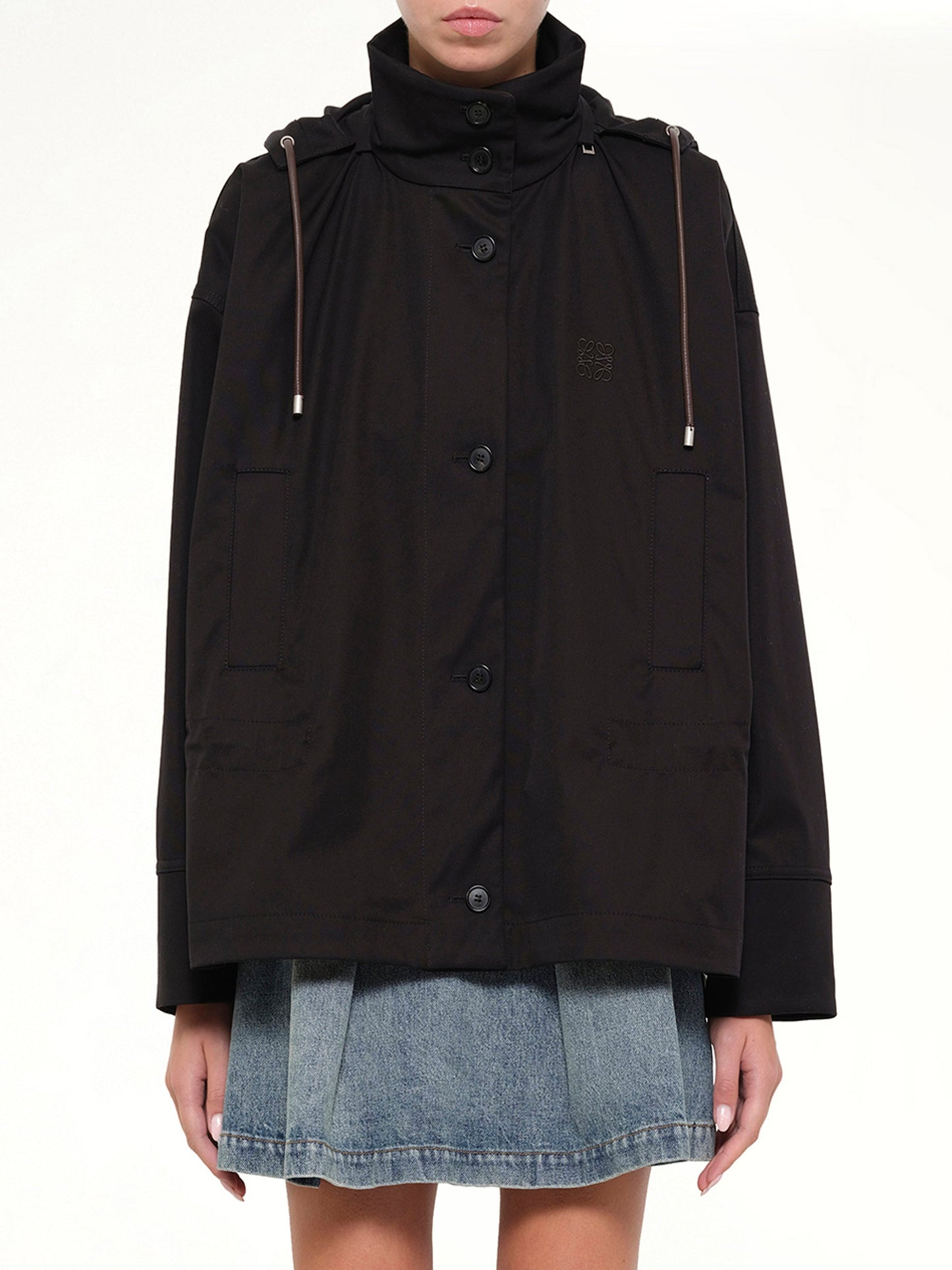 Image of Coats & Jackets. Product name - Hooded Jacket in Black colour by brand - LOEWE