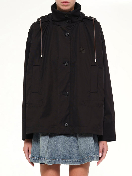 Image of Coats & Jackets. Product name - Hooded Jacket in Black colour by brand - LOEWE