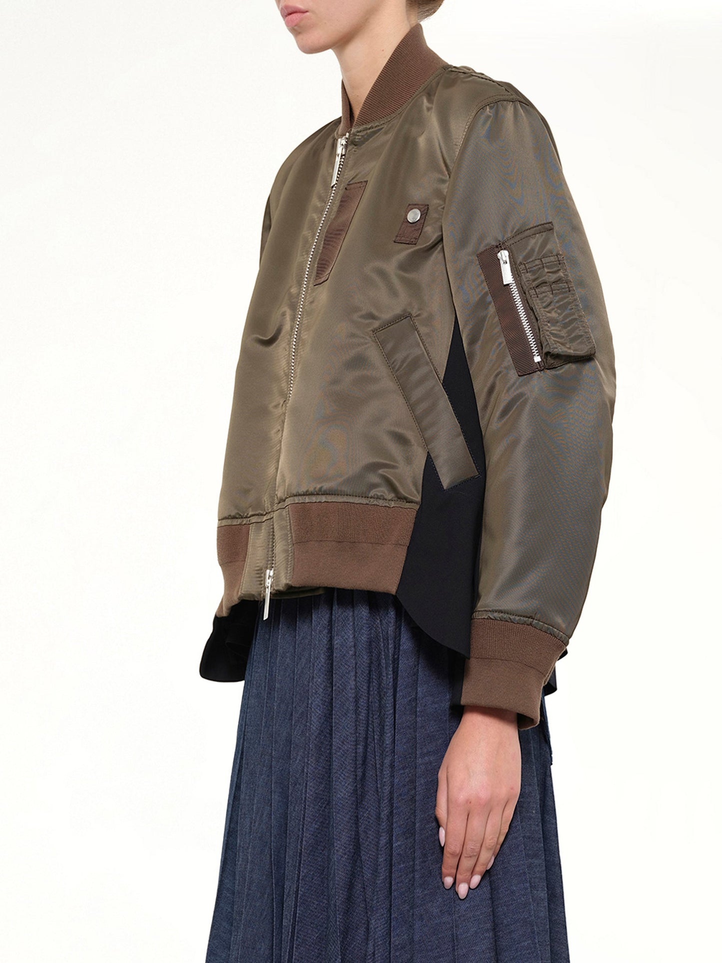 SACAI Nylon Twill x Wool Suiting Blouson (Brown)