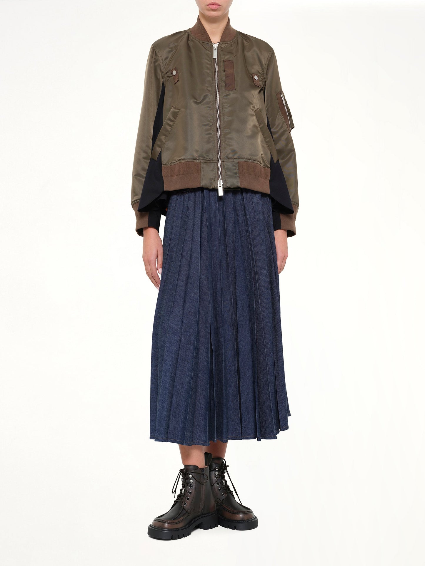 SACAI Nylon Twill x Wool Suiting Blouson (Brown)