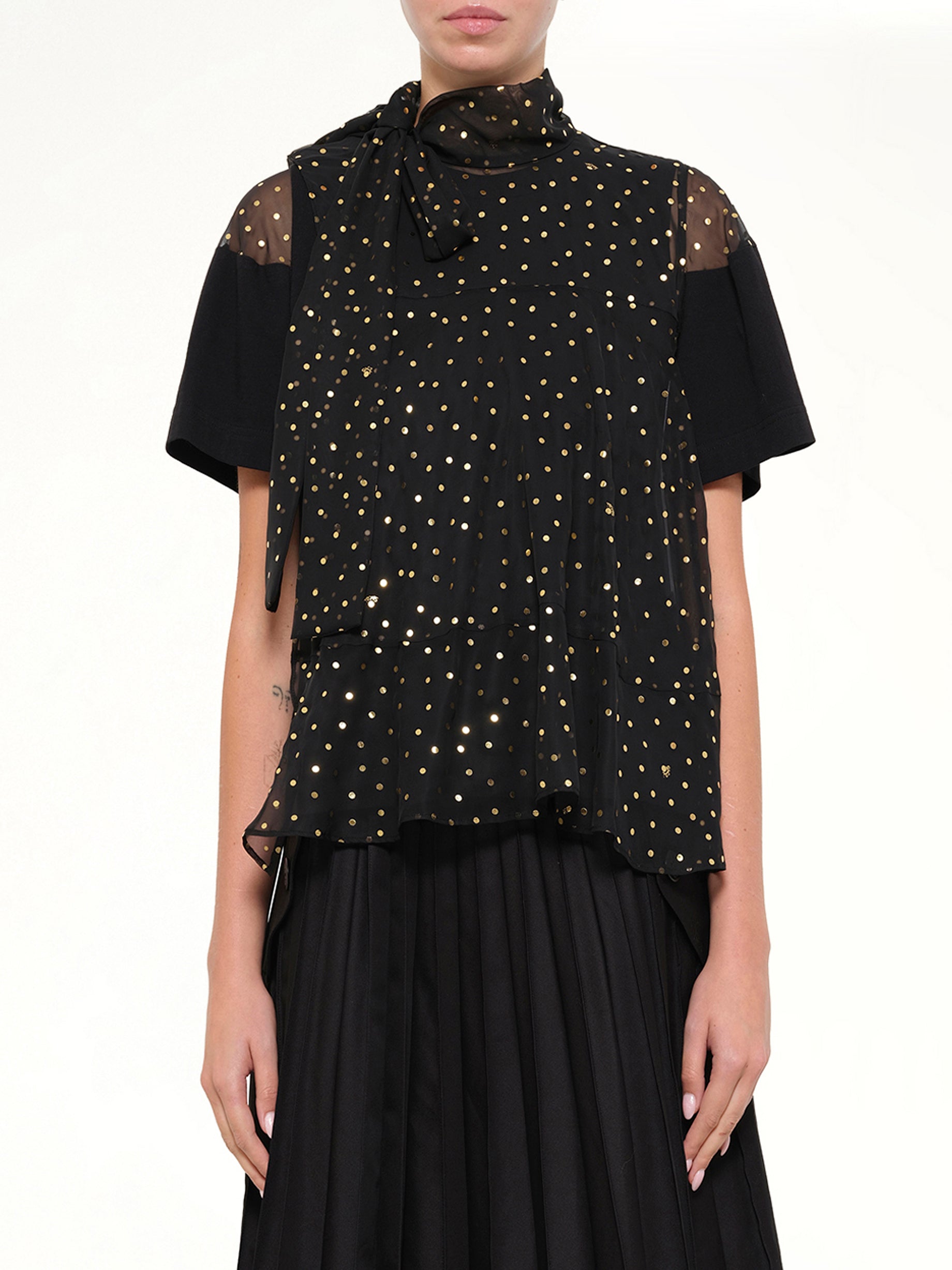 Image of T-Shirts. Product name - Polka Dot T-Shirt in Black colour by brand - SACAI