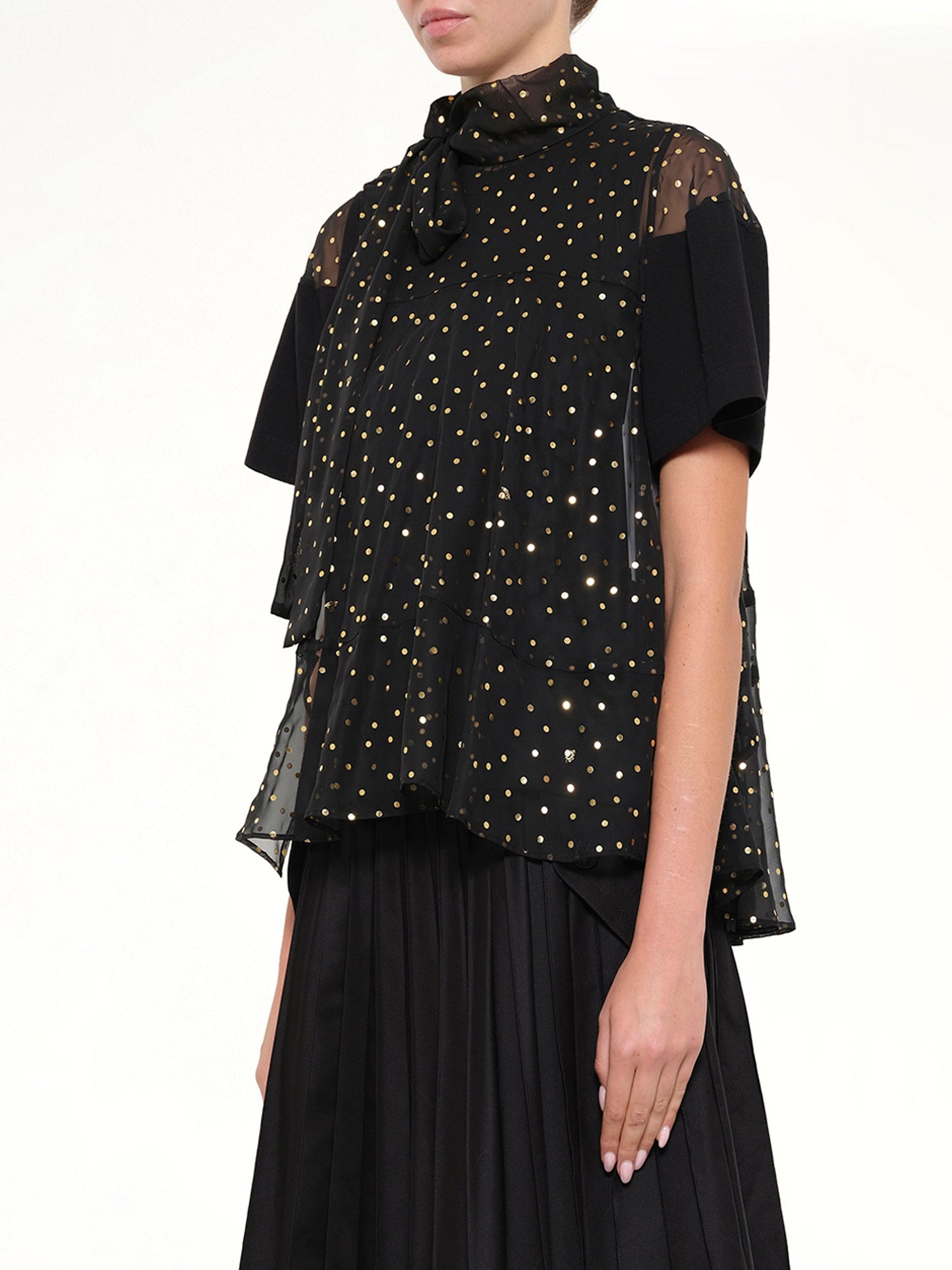 SACAI Polka Dot T-Shirt (Black)