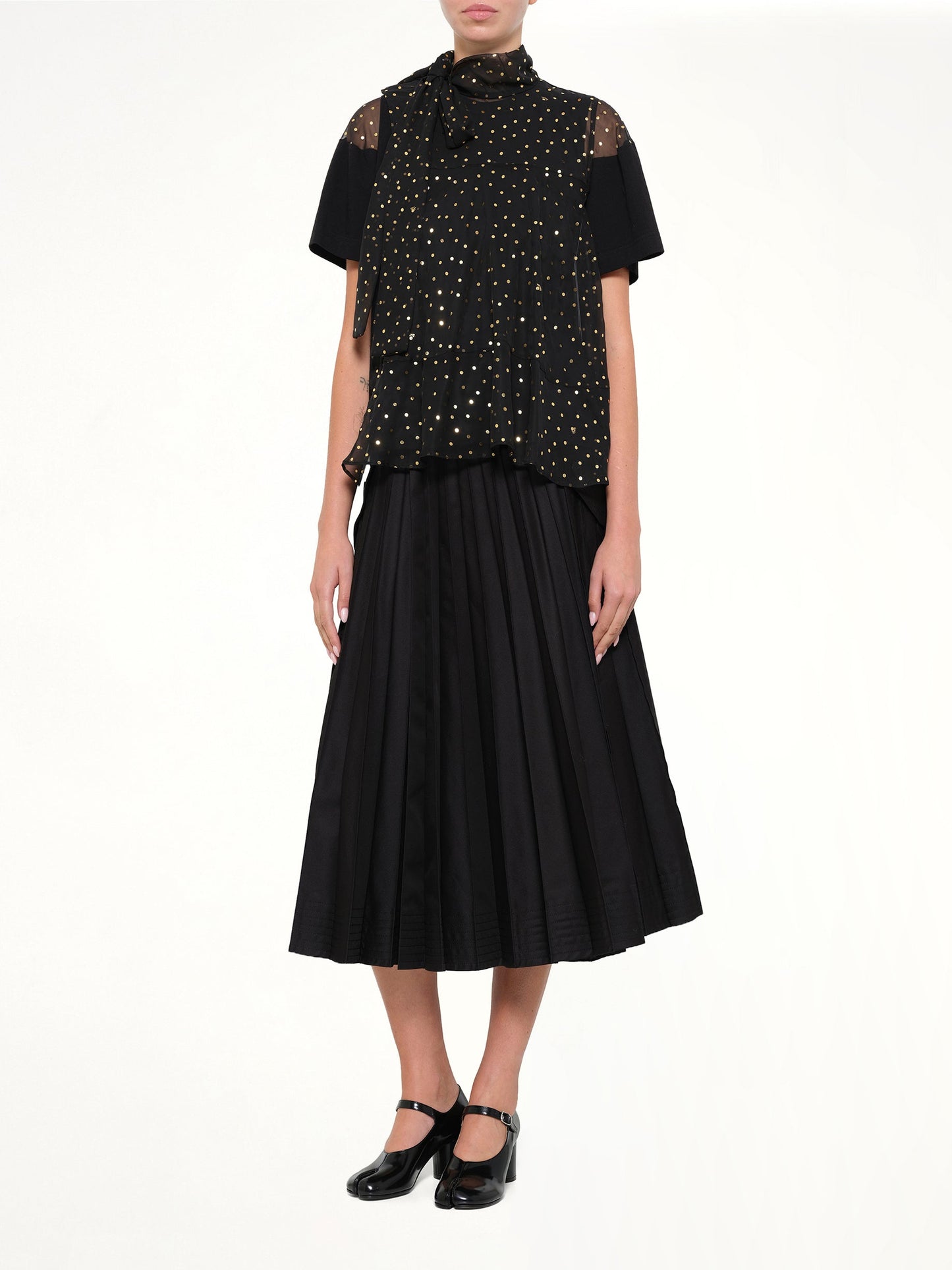 SACAI Polka Dot T-Shirt (Black)