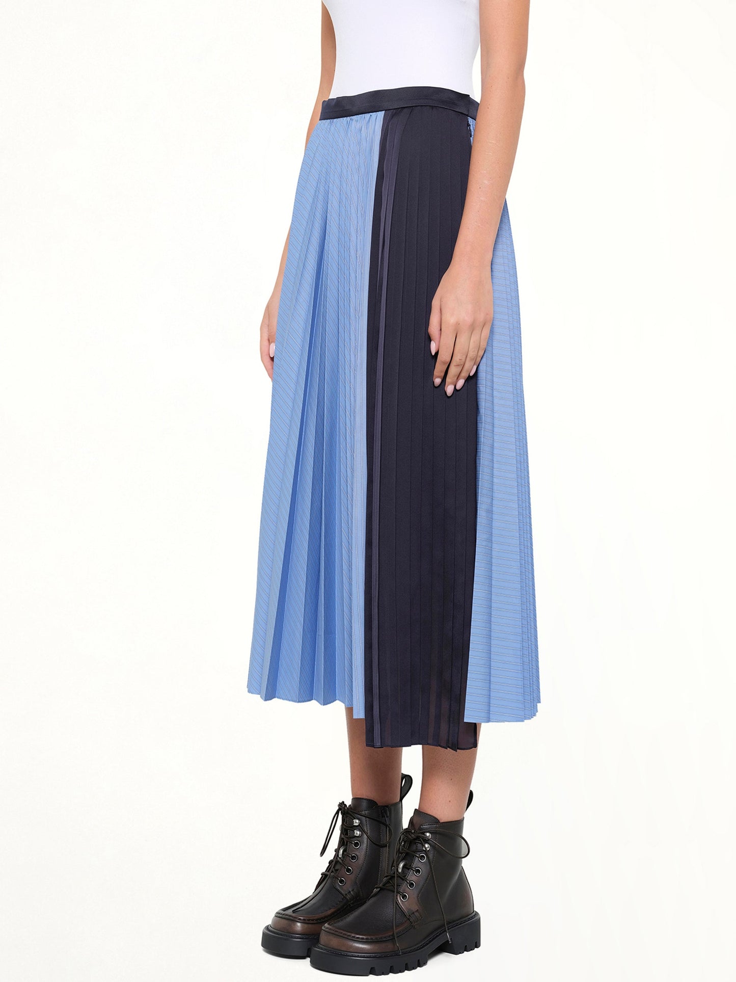SACAI Poplin Pleat Skirt (Blue)