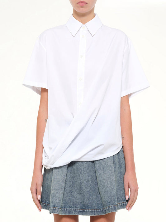 Image of Shirts. Product name - Short Sleeve Draped Shirt in White colour by brand - LOEWE
